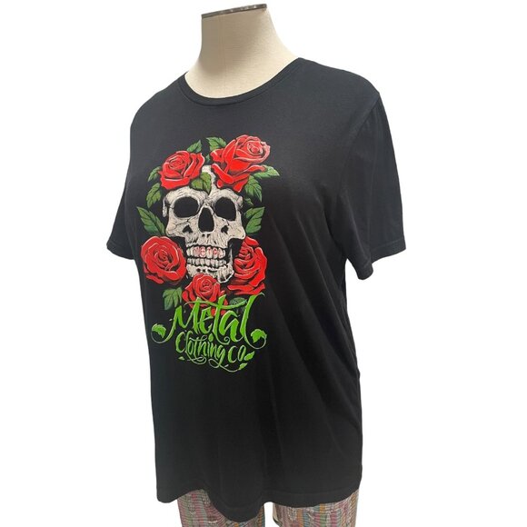Metal Clothing Co Skull & Rose Graphic T XXL Festival Skater Goth Rock Concert - Picture 5 of 8